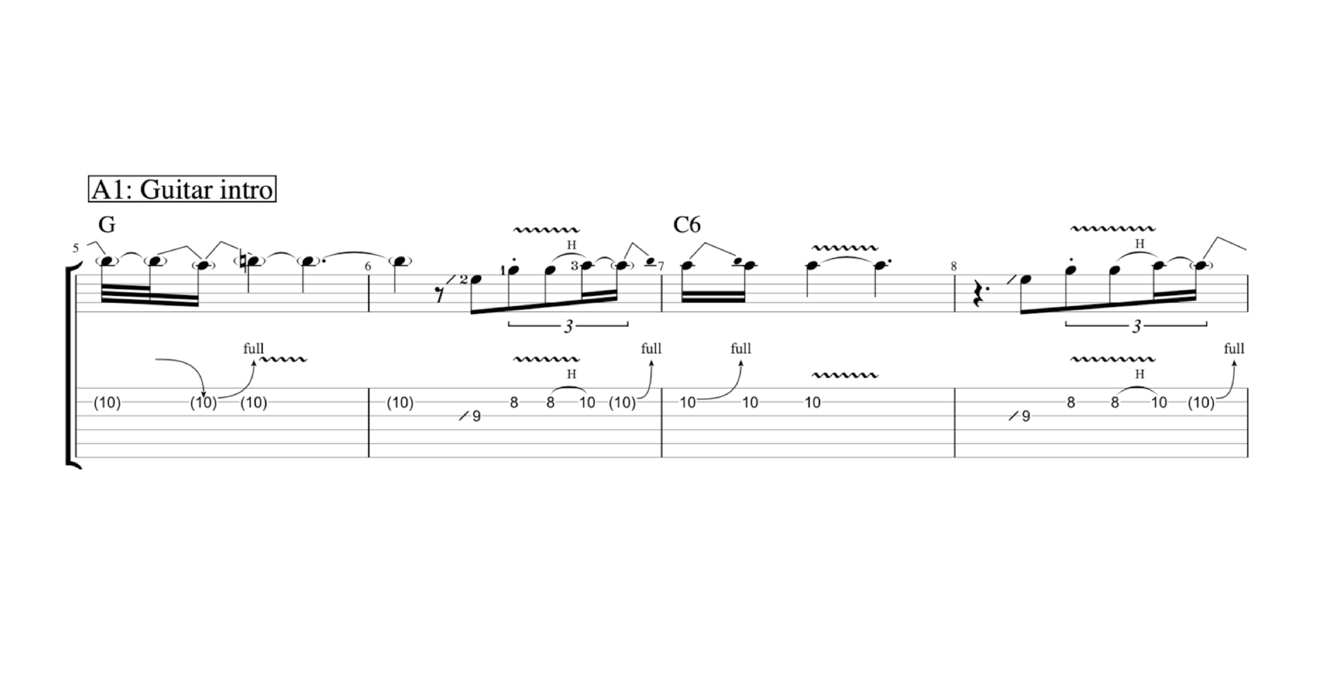 Tabulatuur voor gitaar leren lezen – Music All In, image size:5000x2617