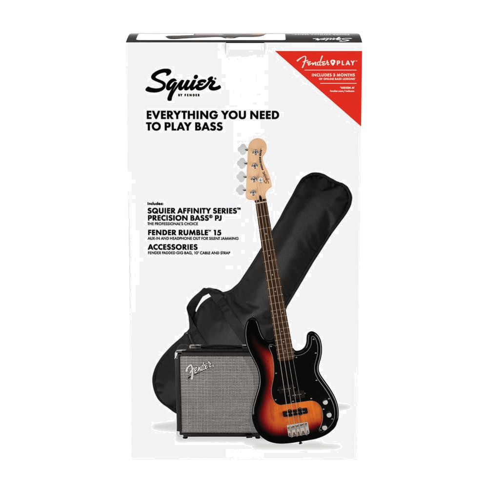 Squier Affinity Precision Bass PJ Pack, Sunburst + Rumble 15G