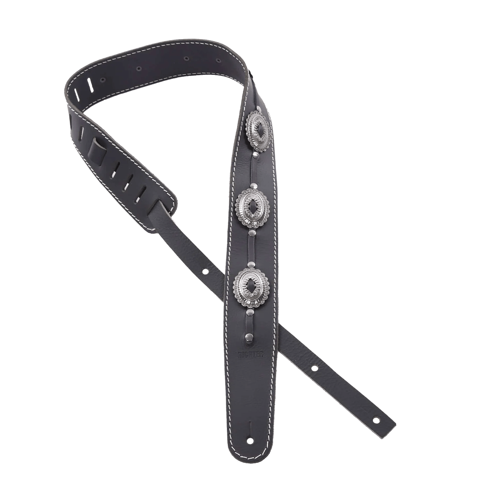 RICHTER Raw II Concho Guitar Strap Black / Old Silver - 1777