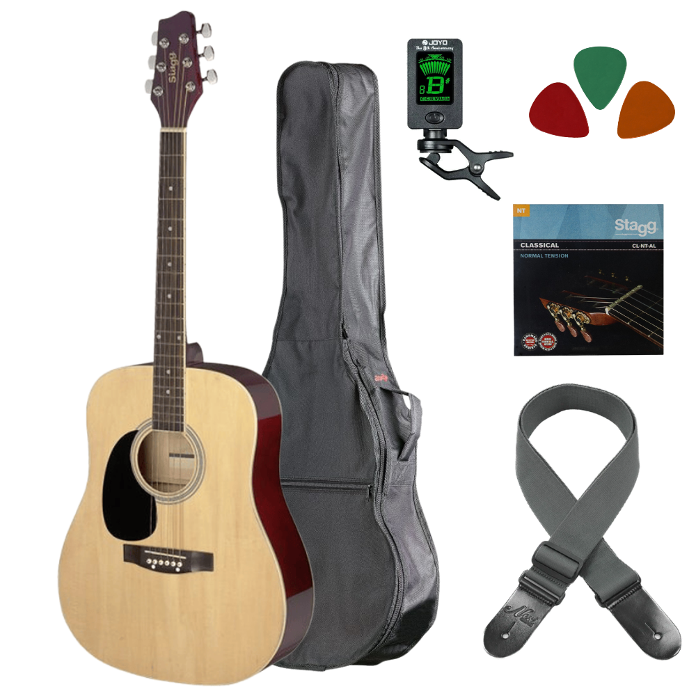 Akoestische gitaar starterset Linkshandig Naturel