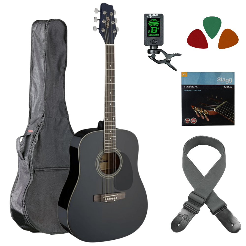 Akoestische gitaar starterset Zwart