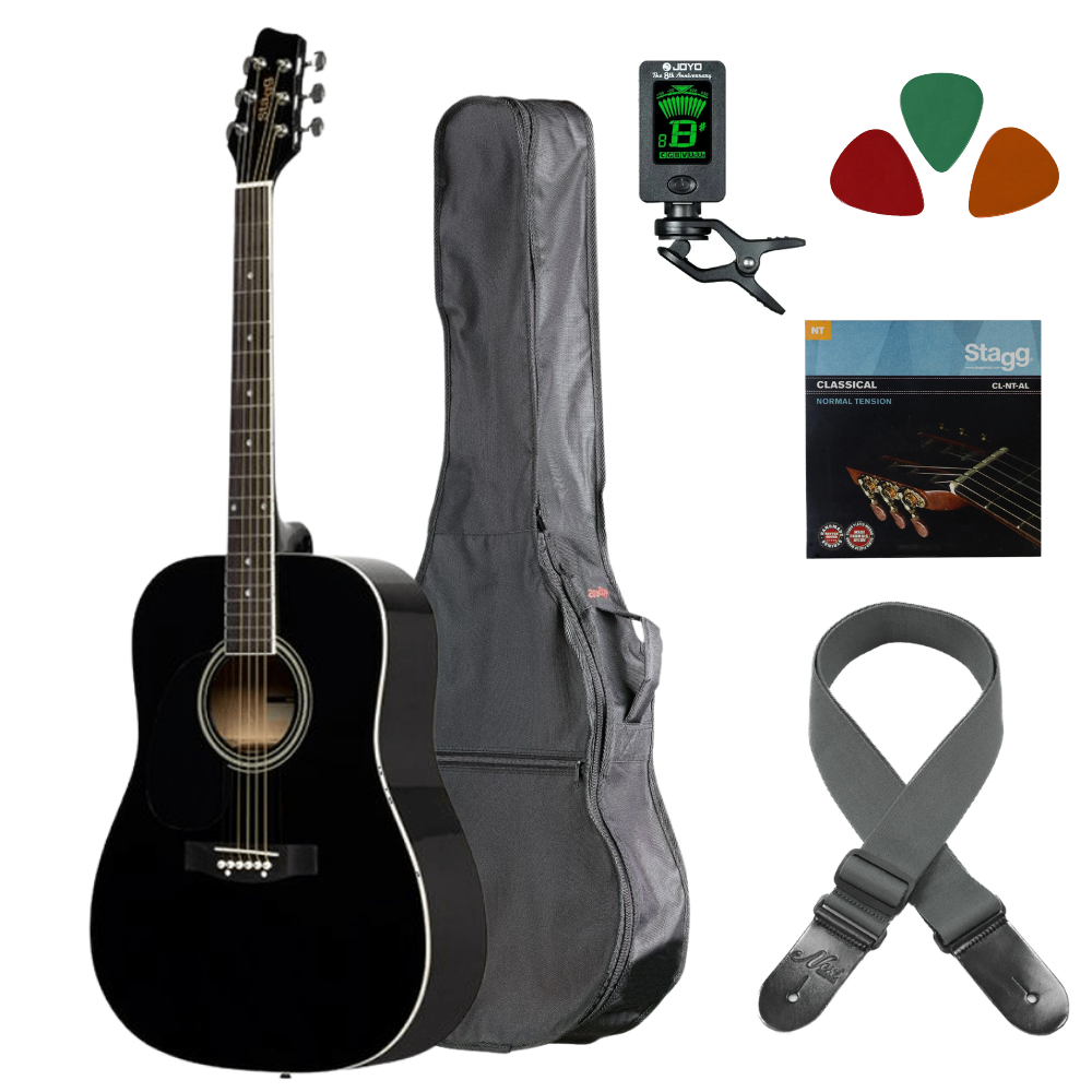 Akoestische gitaar starterset Linkshandig Zwart
