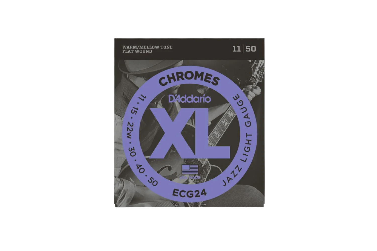 D'Addario Jazz Light ECG24 Chromes Flat Wound 011-050