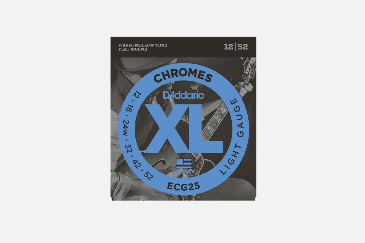 D&#39;Addario Light ECG25 Chromes Flat Wound 012-052 (5285346377892)