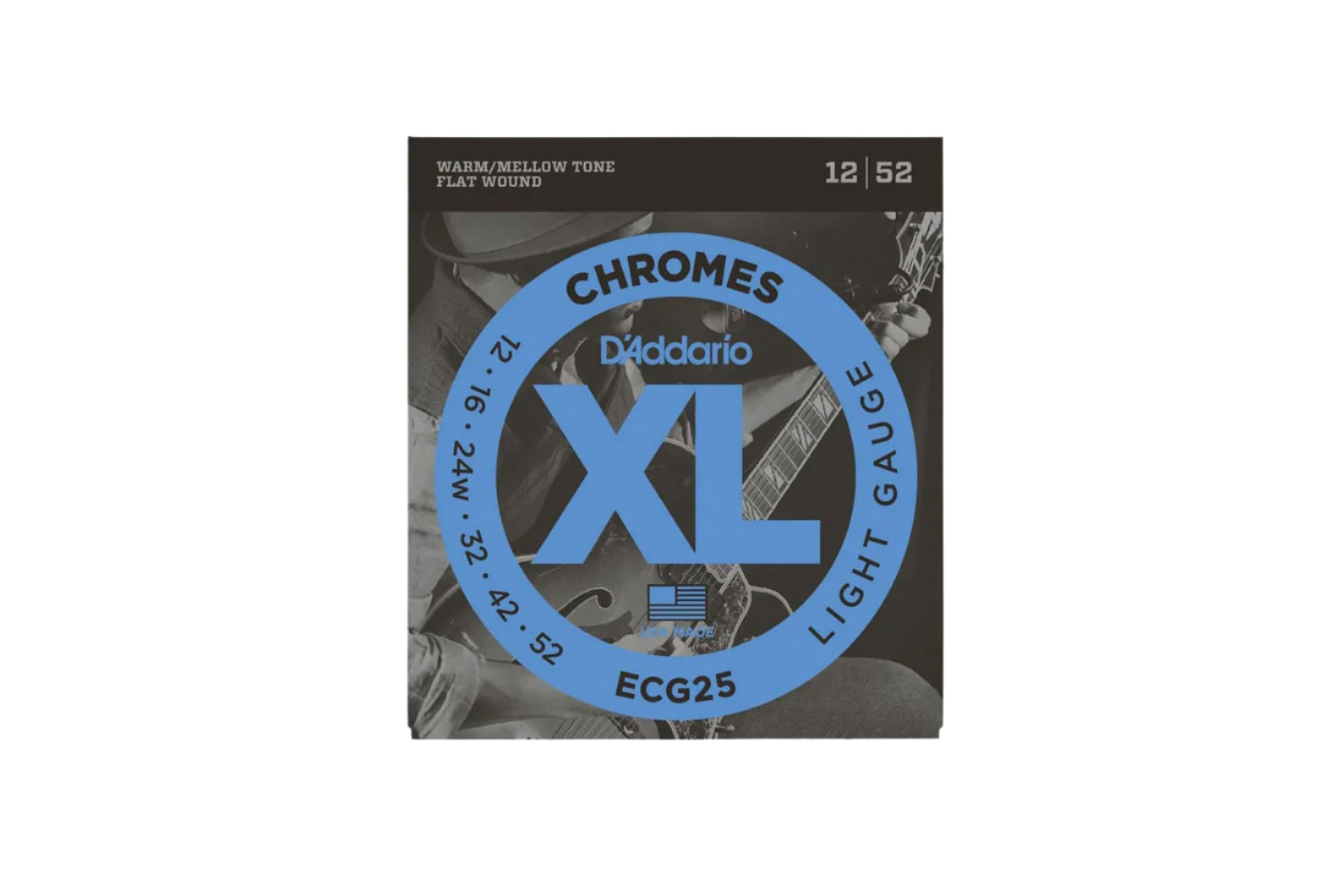 D'Addario Light ECG25 Chromes Flat Wound 012-052
