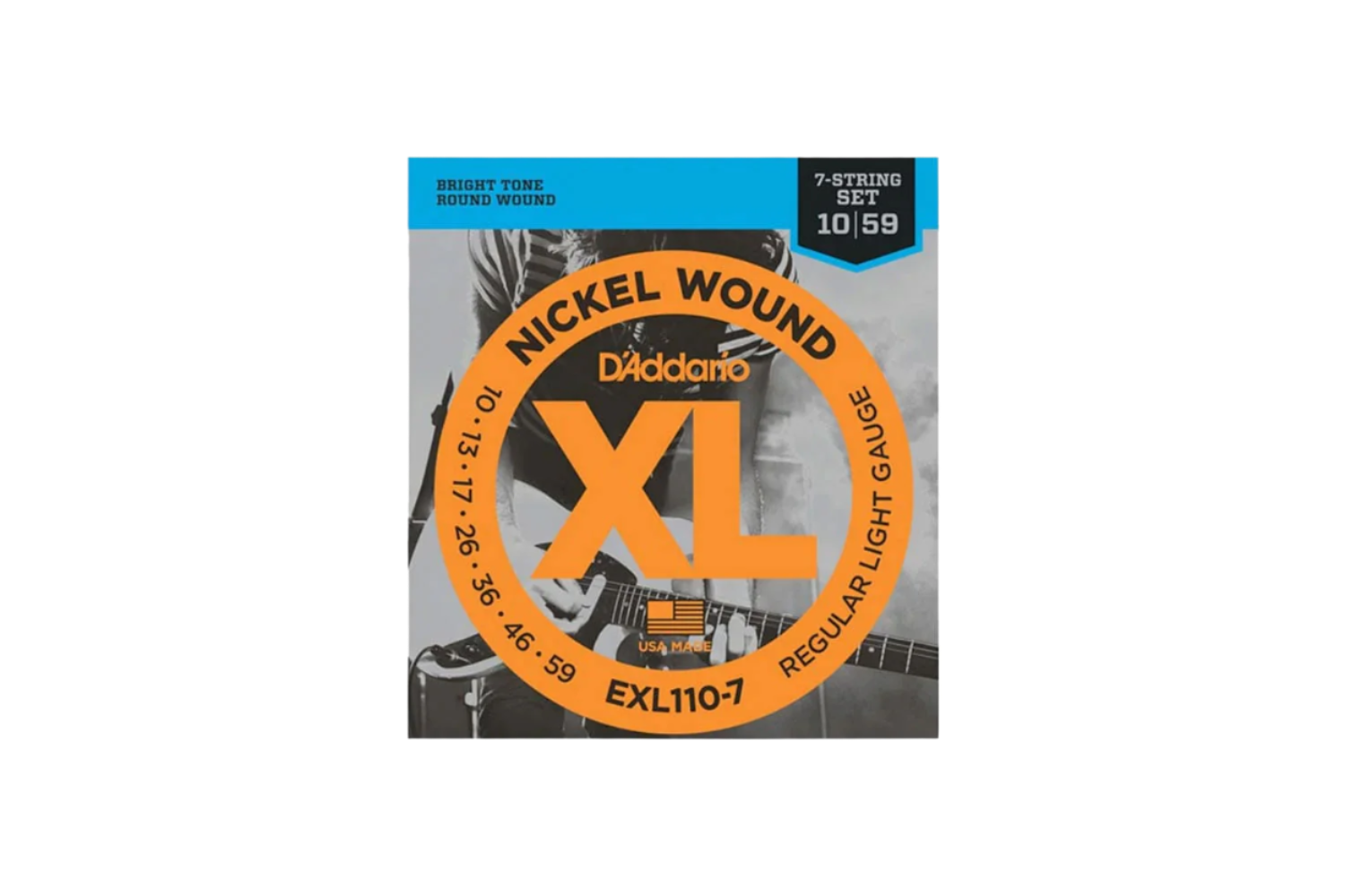 D'Addario Light EXL110-7 Nickel round wound 010-056