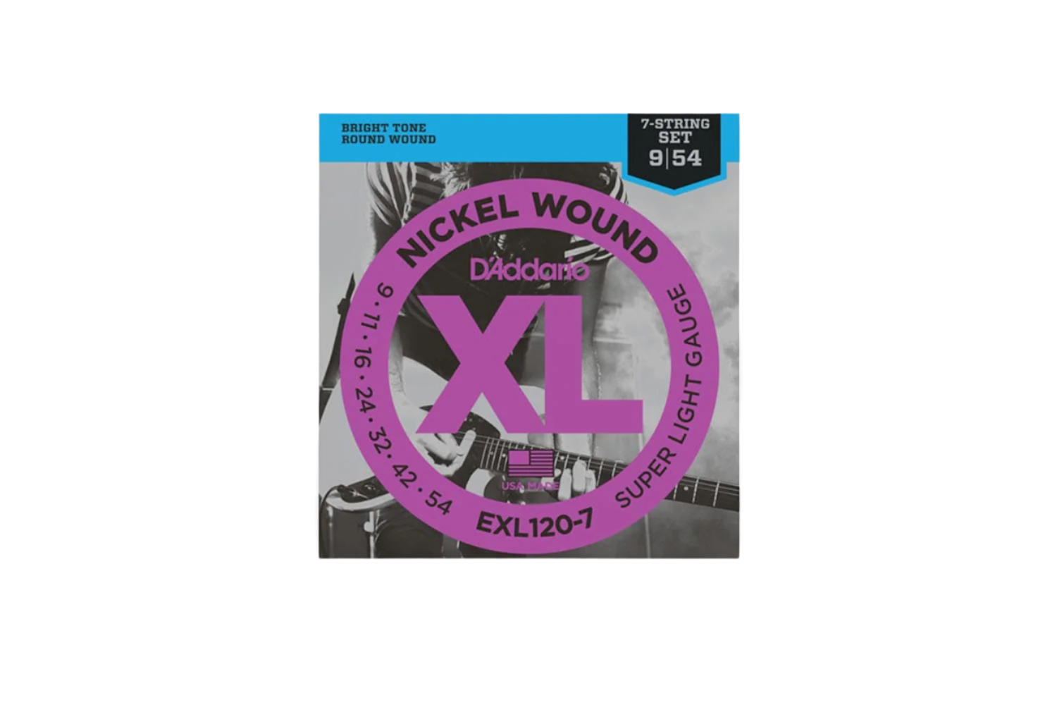 D'Addario Super Light EXL120-7 Nickel round wound 009-054