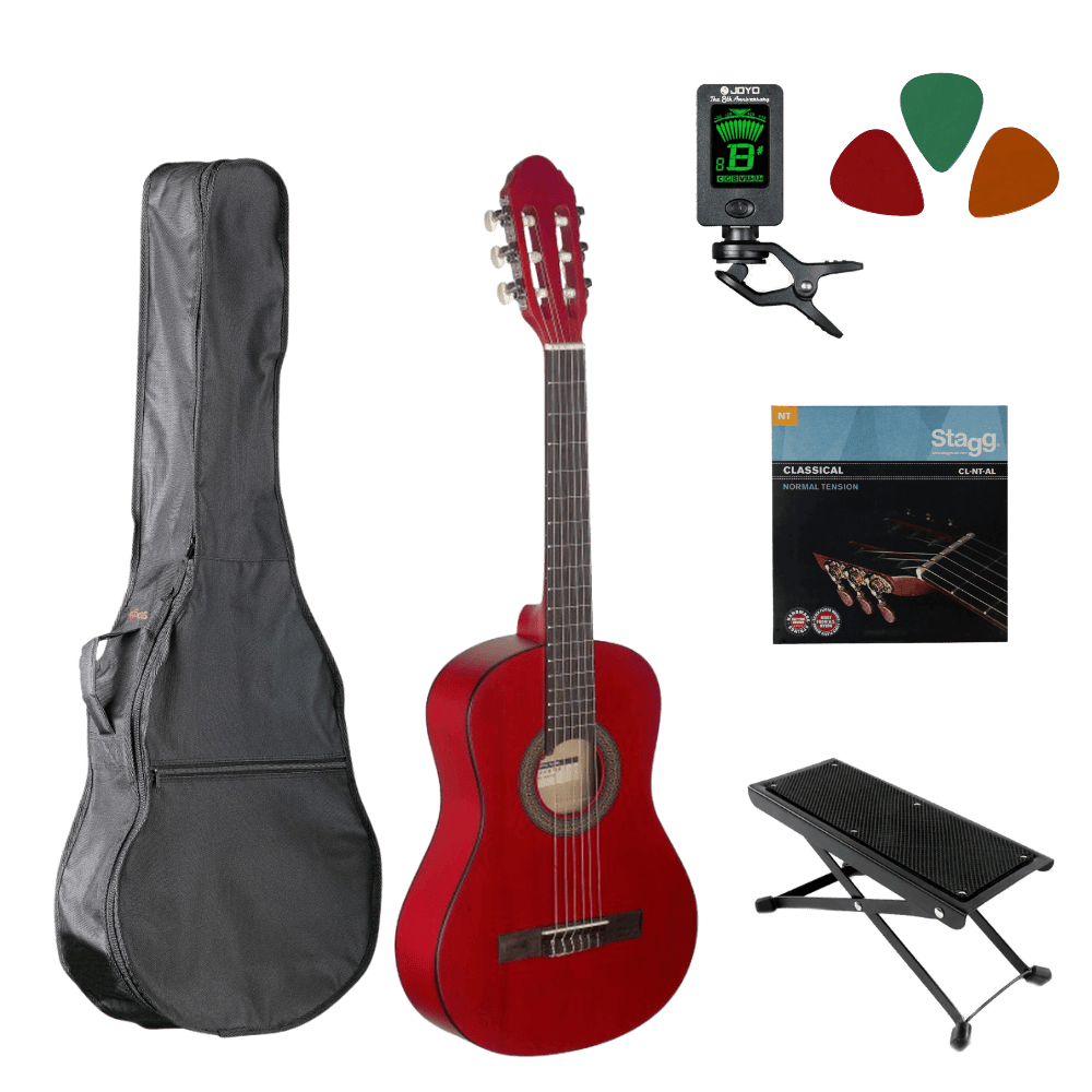 Klassieke gitaar starterset 1/2 Rood
