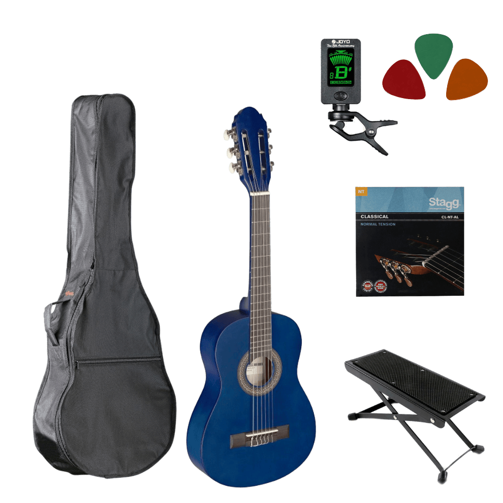 Klassieke gitaar starterset 1/4 Blauw