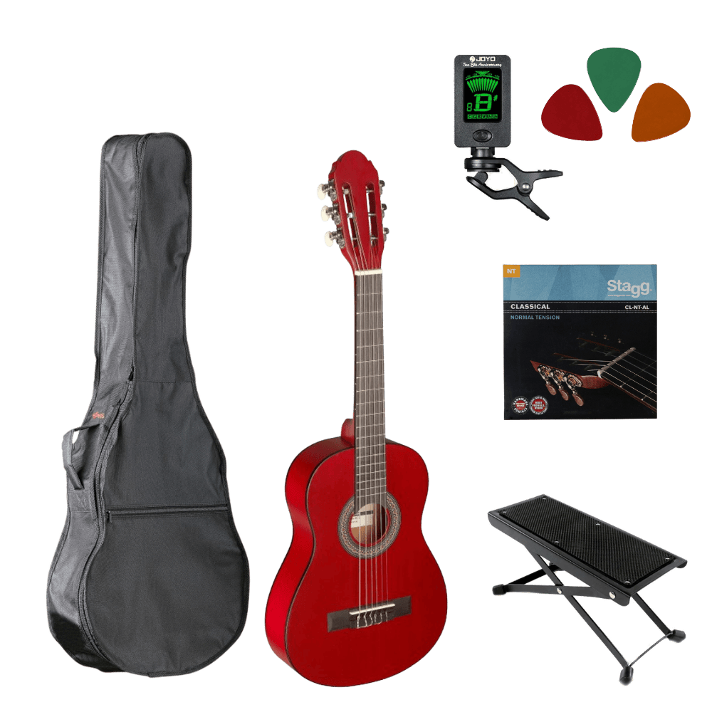 Klassieke gitaar starterset 1/4 Rood
