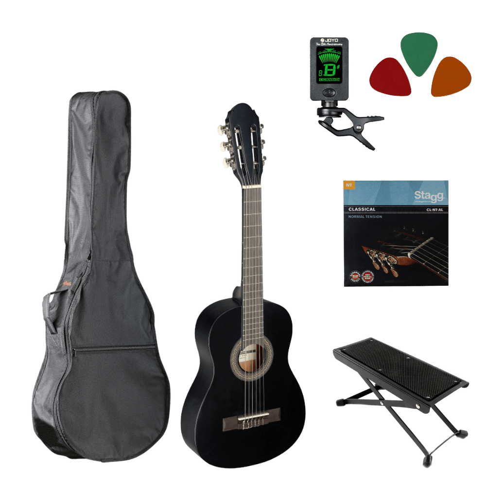 Klassieke gitaar starterset 1/4 Zwart