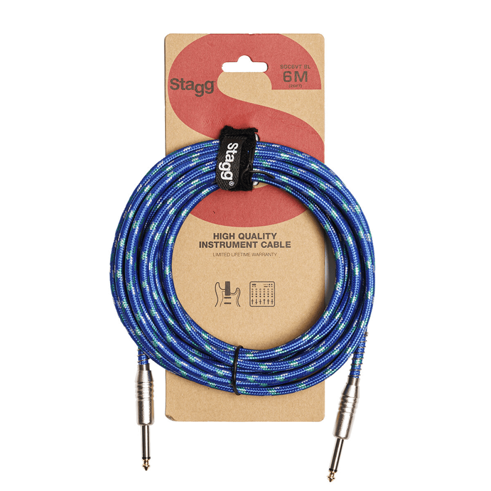 Stagg 6M Instrumentkabel Vintage Tweed Blauw