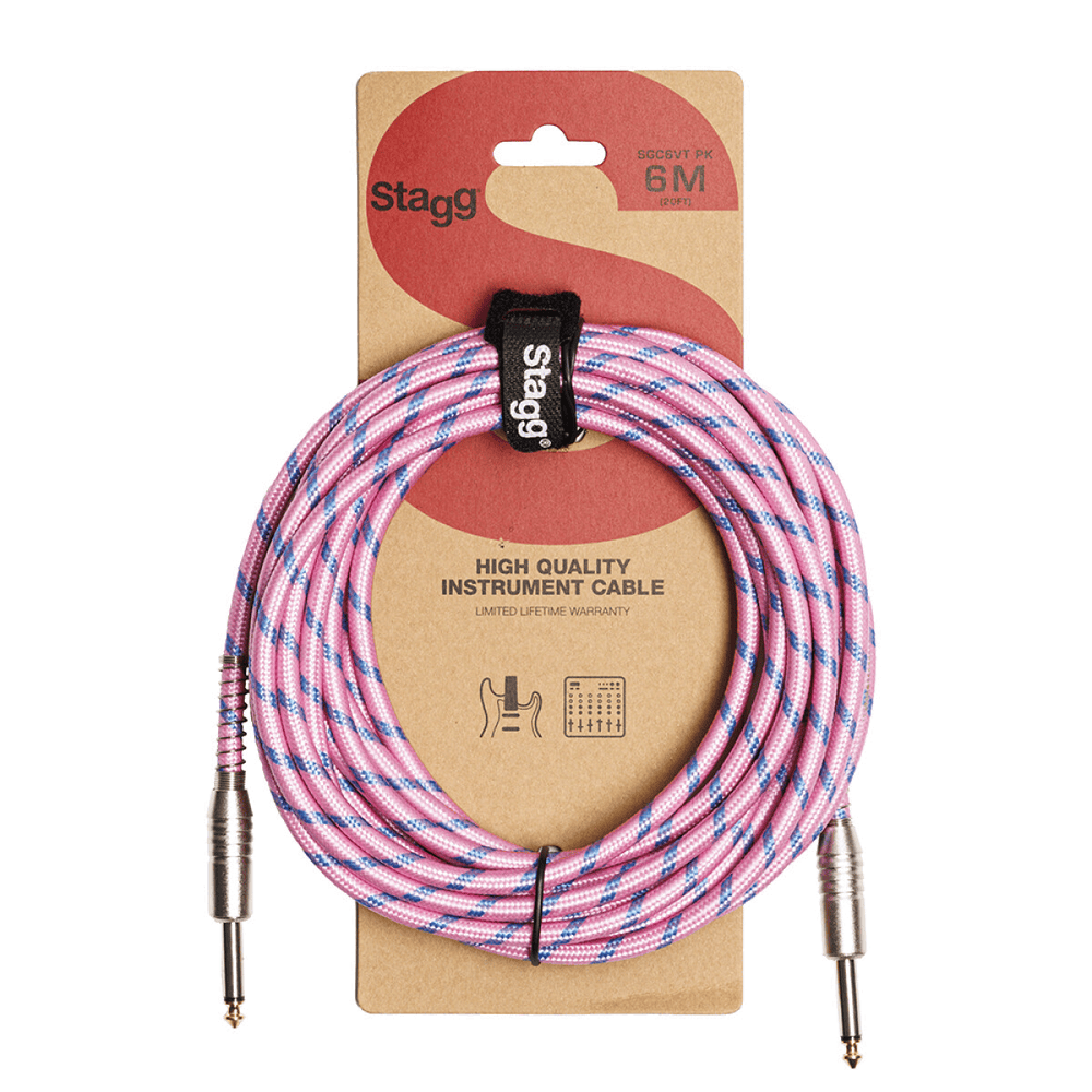 Stagg 6M Instrumentkabel Vintage Tweed Roze