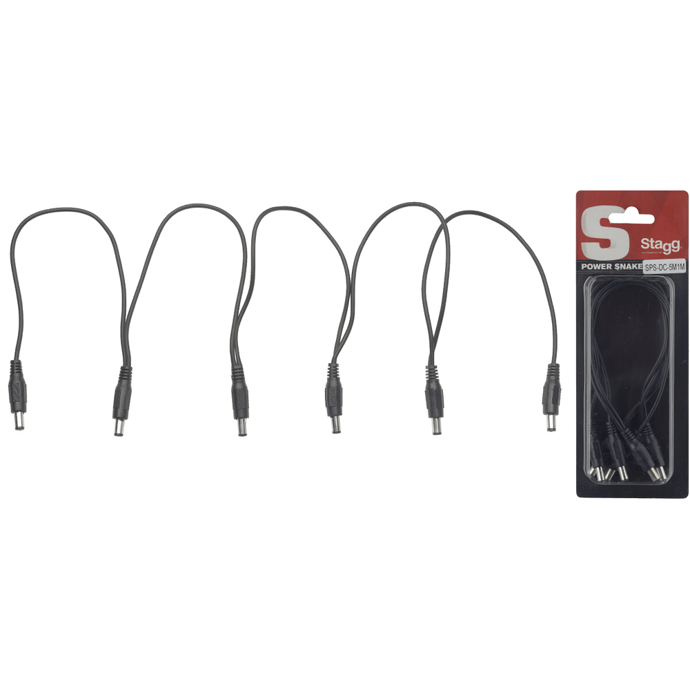Stagg DC Voedingskabel 5-Weg Male/Male