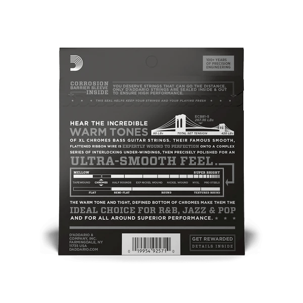 D'Addario ECB81-5 Chromes Regular Light 045-132