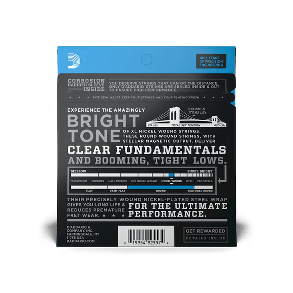 D'Addario EXL220-5 Nickel Wound 040-125
