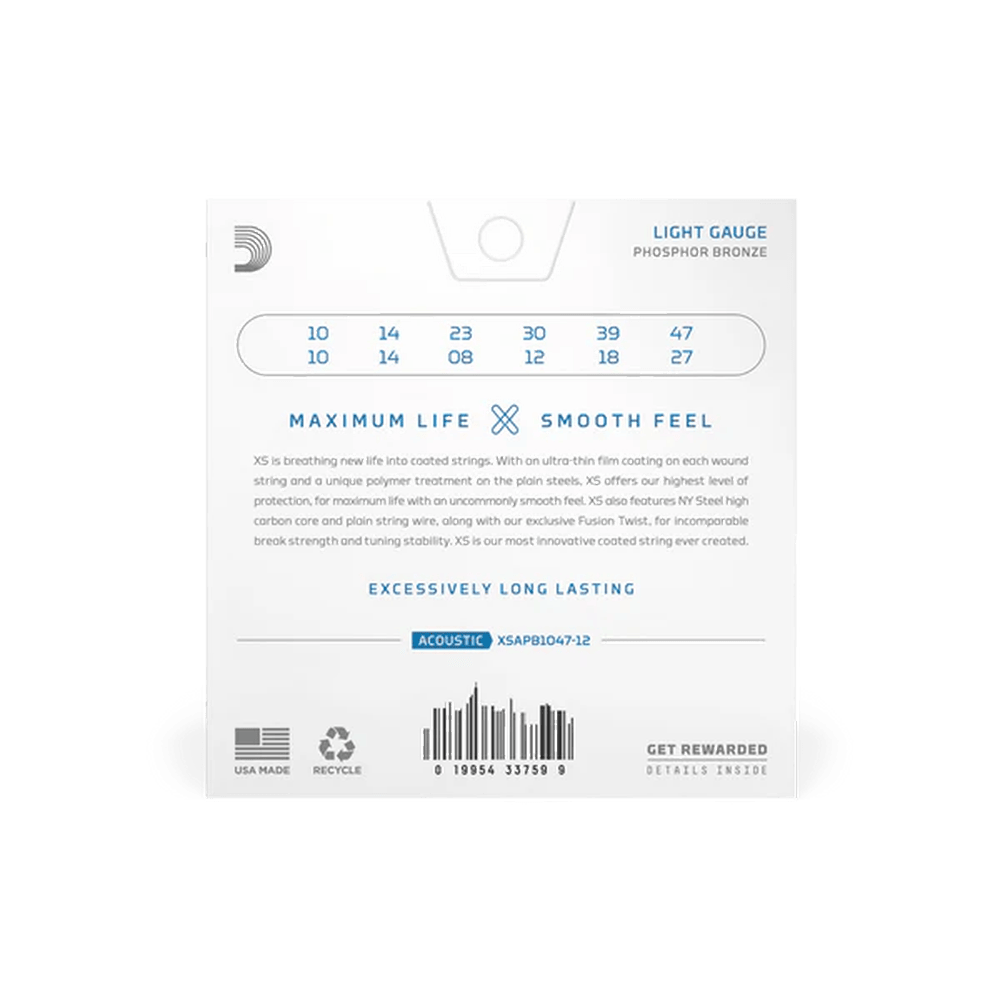 D'Addario XSAPB1047-12 Phosphor Coated 012-047