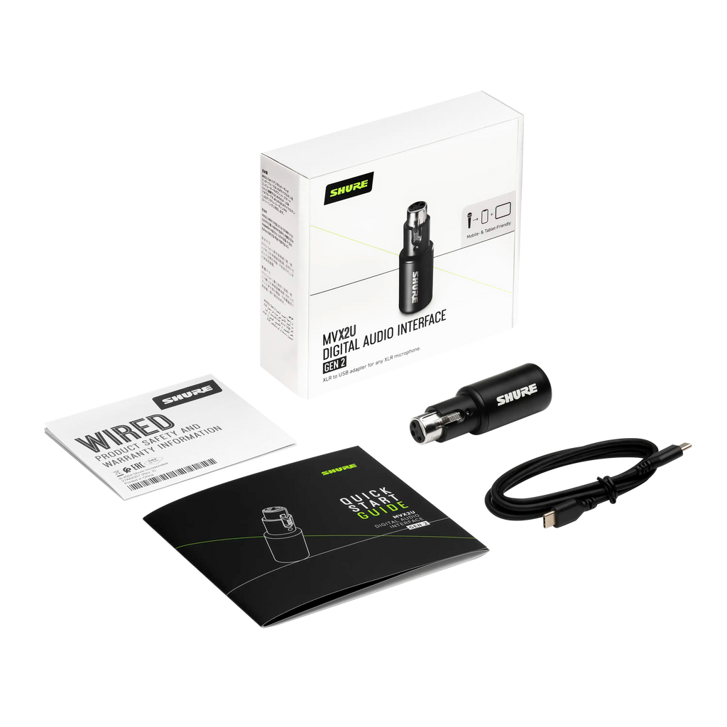 Shure MVX2U Gen 2 XLR naar USB-C interface